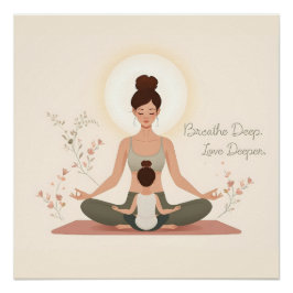 Mother Child Yoga Meditation Art Perfect Poster