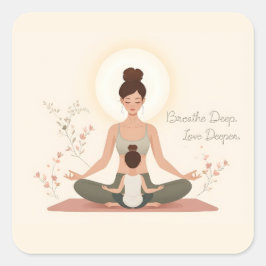 Mother Child Yoga Meditation Art Vierkante Sticker