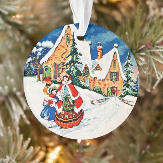 Mother Daughter Christmas Victorian Art deco  Ornament (Boom)