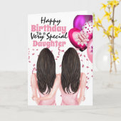 Mother daughter confetti balloons birthday wishes kaart (Gele Bloem)