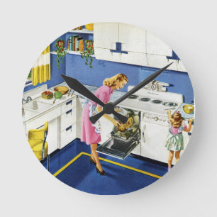 Mother/Daughter Retro Kitchen #2 Ronde Klok