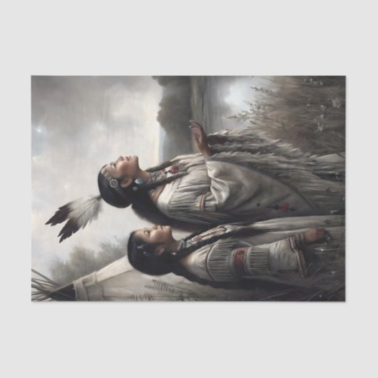 Mother & Daughter Teepee Prayer Decoupage Tissuepapier (Voorkant)