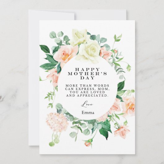 mother day cards floral elegant (Voorkant)