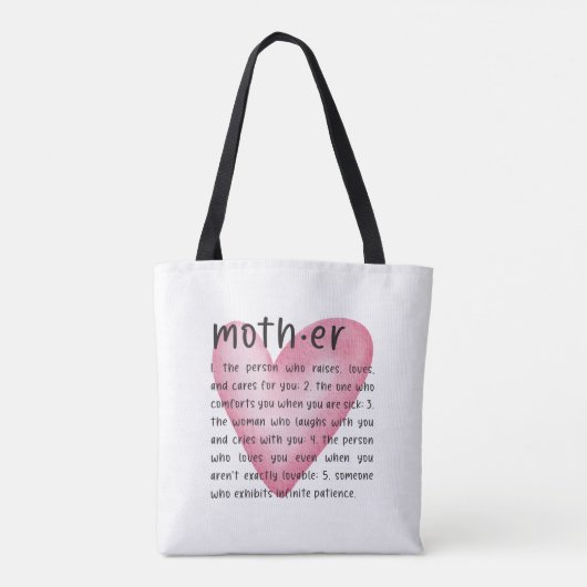 Mother Definition met een hart canvas tas (Achterkant)