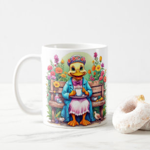 Mother Duck Drink Coffee Quote Kleurrijke Bloemen Koffiemok