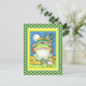 MOTHER FROG & BABY FROGETT, FAMILIE LIEFT Funny Feestdagenkaart (Staand voorkant)