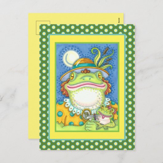 MOTHER FROG & BABY FROGETT, FAMILIE LIEFT Funny Feestdagenkaart (Voorkant / Achterkant)