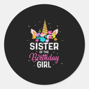 Mother Gift   Sister Of The Birthday Girl Birthday Ronde Sticker