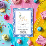 Mother Goose Baby shower blauw Kaart<br><div class="desc">"One Gekke Goose First Birthday pink" Maak je klaar om te giechelen met ons 'One Gekke Goose'-collectie! Of je nu een fan bent van eigenzinnige dierlijke humor of gewoon van een goede lach houdt, onze speelse gans-design zullen je dag zeker opfleuren. Perfect voor iedereen die hun gekke kant omarmt, deze...</div>