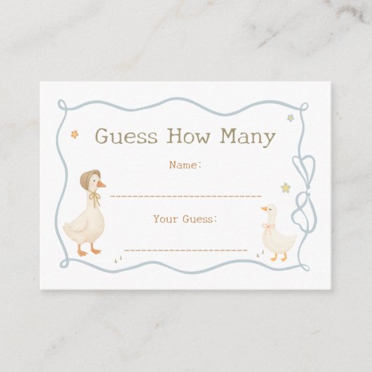 Mother Goose Baby Shower Guess How Many Game Informatiekaartje (Voorkant)