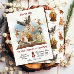 Mother Goose betoverd verhalenboek verjaardagsfees Kaart<br><div class="desc">Fantasy Storybook Mother Goose verjaardagsfeestuitnodiging met een open verhalenboek van Mother Goose-verhalenpersonages zoals de "drie kleine biggetjes",  Billy Goats Gruff,  Goldie Locks en de 3 beren. Geweldig voor jongen of meisje! Licht faux textures crème achtergrond. Een beetje midjourney generative content gecombineerd met handgetekende elementen.</div>