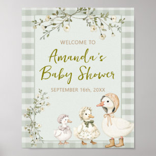 Mother Goose en Gosling Baby Shower Welkom Poster