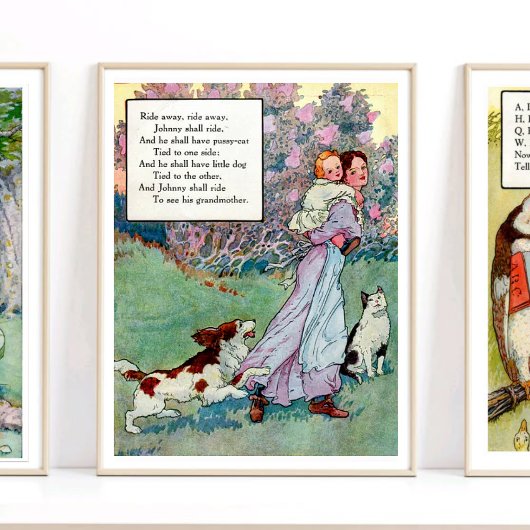 Mother Goose Nursery Rhyme Ride Away Nursery Poster