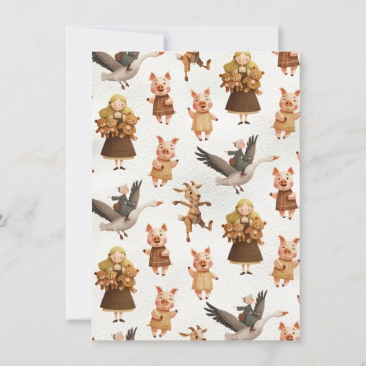 Mother Goose Puppet Show Birthday Party Kaart (Achterkant)