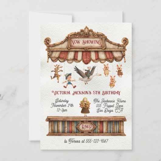 Mother Goose Puppet Show Birthday Party Kaart (Voorkant)