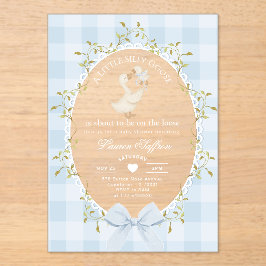 Mother Goose Silly Baby Shower Blue Gingham Acryl Uitnodigingen