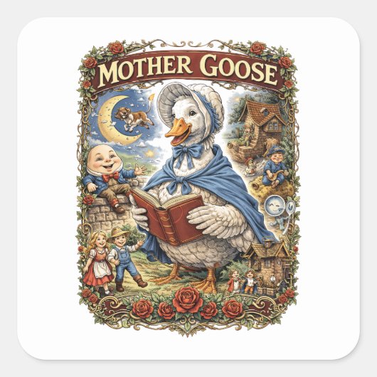 Mother Goose Vierkante Sticker (Voorkant)