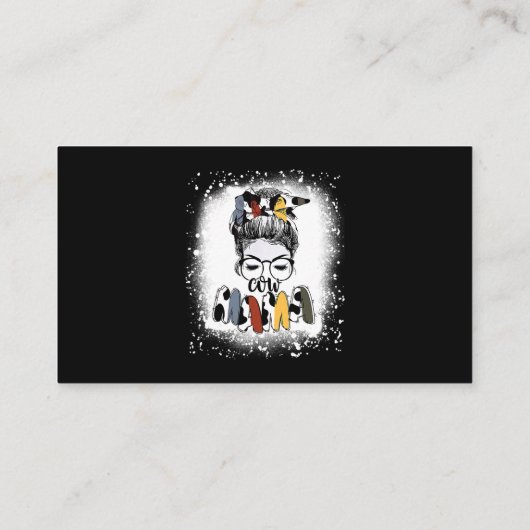 Mother Heifer Farmer Mom Cow Messy Bun Hair Bandan Visitekaartje (Achterkant)