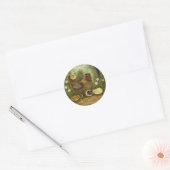 Mother Hen with Chicks Feeding on Sunflower Seeds  Ronde Sticker (Envelop)