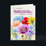 Mother-in-Law Watercolor Wild Flowers Card Kaart<br><div class="desc">Pretty Watercolor garden flowers pansies daisies in various colors,  all the flowers were originally hand painted by myself. A sweet card that is perfect for any lady.</div>