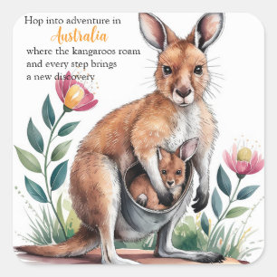 Mother Kangaroo Vierkante Sticker