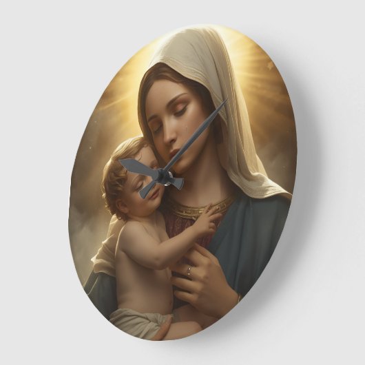 Mother Mary and Baby Jesus Wall Clock Grote Klok (Hoek)
