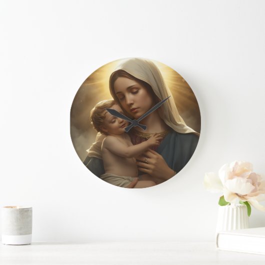 Mother Mary and Baby Jesus Wall Clock Grote Klok (Huis)