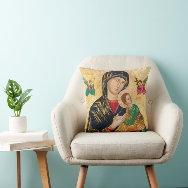 MOTHER MARY & BABY JESUS ART PILLOW KUSSEN (Stoel)