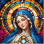 Mother Mary Colorful Stained Glass Virgin Mary Staand Fotobeeldje<br><div class="desc">This is a graphic printed onto a flat 2D acrylic plastic sheet. For the statuette sculpture, the acrylic figurine is propped up on a little stand which is perfect for religious displays. // - // lady of grace statue, christian virgin mother mary, catholic christianity religious decor, jesus christ family decoration,...</div>