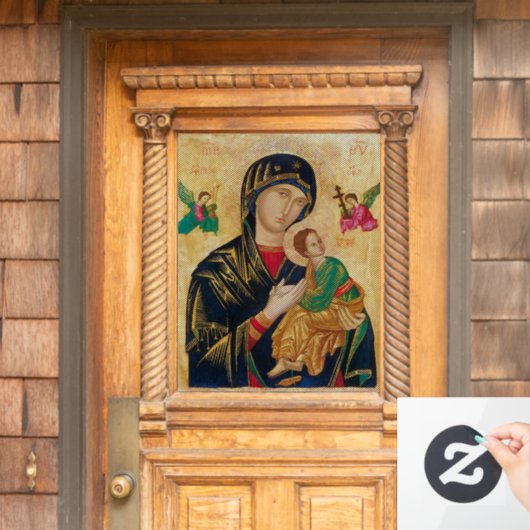 MOTHER MARY'GLAS IN LOOD BABY JESUS WINDOW CLING RAAMSTICKER (Huis Deur)