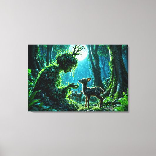 Mother nature's gentle touch on a spotted fawn canvas afdruk (Voorkant)