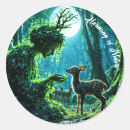 Mother nature's gentle touch on a spotted fawn ronde sticker