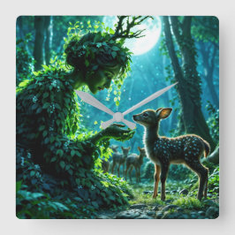 Mother nature's gentle touch on a spotted fawn vierkante klok