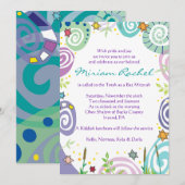 MOTHER NATUUR SWIRL Bat Bar Mitzvah Uitnodiging (Voorkant / Achterkant)