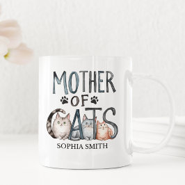 Mother of Cats, Fun Gift for Cat Lovers Koffiemok