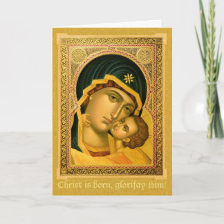 Mother of God Glykophilousa — Icon Christmas card Feestdagen Kaart