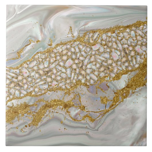 Mother of pearl and gold Abstract Tegeltje (Voorkant)