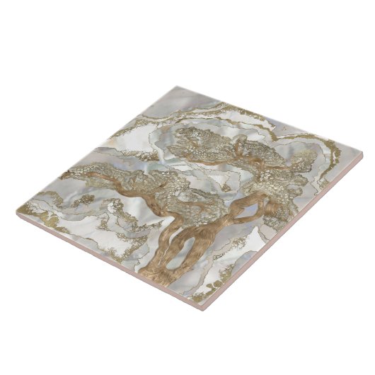 Mother of pearl Golden Tree Tegeltje (Zijkant)