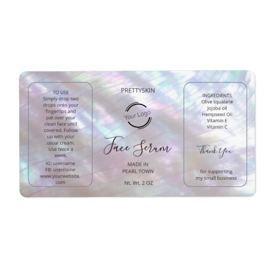 Mother-of-pearl Shimmering Serum Label (Voorkant)
