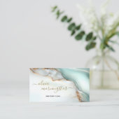 Mother of Pearl Teal Gold Fluid Alcohol Ink Visitekaartje (Staand voorkant)