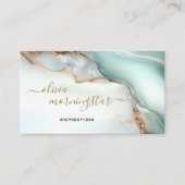 Mother of Pearl Teal Gold Fluid Alcohol Ink Visitekaartje (Voorkant)