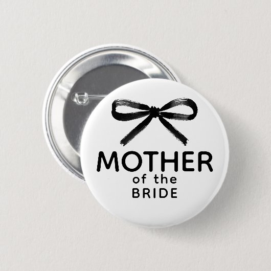 Mother of the Bride - Black Bow Whimsical Ronde Button 5,7 Cm (Voorkant /achterkant)