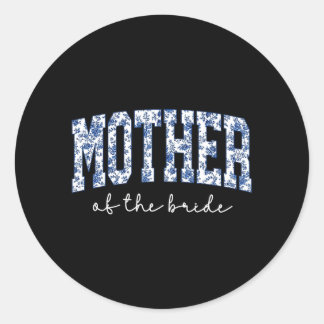 Mother of The Bride Blue Floral Toile Matching Ronde Sticker