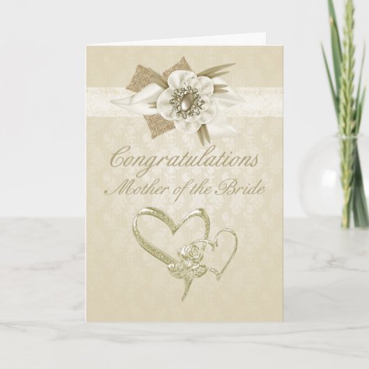 Mother of the bride Congratulations card cream wit Kaart (Voorkant)