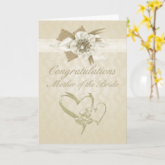 Mother of the bride Congratulations card cream wit Kaart (Gele Bloem)