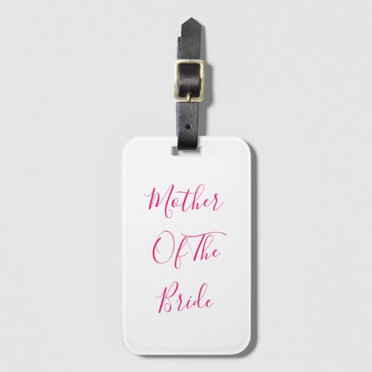 Mother Of The Bride Gift Wedding Favor Pink White Bagagelabel (Voorkant (verticaal))