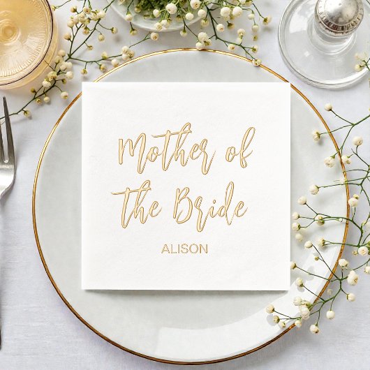Mother of the Bride Gold White Wedding Folie Servetten