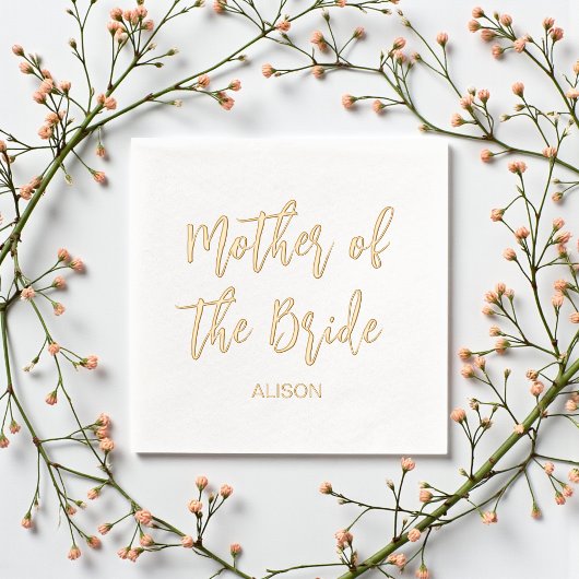 Mother of the Bride Gold White Wedding Folie Servetten