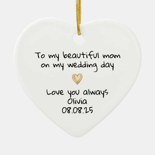 Mother of the Bride Heart Keepsake Keramisch Ornament (Voorkant)