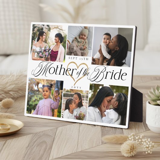 Mother of the Bride Heart Then Now Photo Collage Fotoplaat